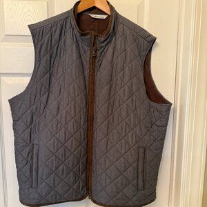 Peter Millar Essex Diamond Quilted Travel Vest Full Zip Gray Men's